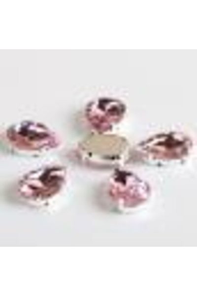 yiğit aksesuar 13x18 Case Stitched Drop Glass Stone Light Pink 100 Pieces