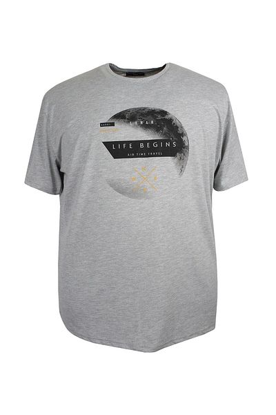 marufshop Ανδρικό μπλουζάκι μεγάλου μεγέθους με στάμπα με λαιμόκοψη