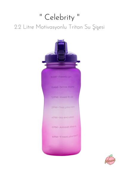 fitmart المشاهير - زجاجة مياه تريتان تحفيزية سعة 2.2 لتر - خالية من مادة BPA