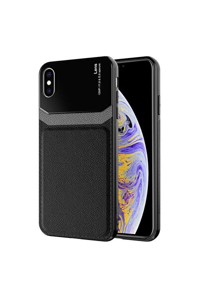 ZM STORE Apple Iphone Xs Max 6.5 Kılıf Parlak Yüzey Deri Görünümlü Kapak