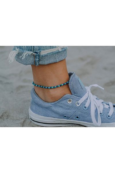 Roe takı aksesuar Navy Blue Green Miyuki Sand Bead Anklet Bracelet