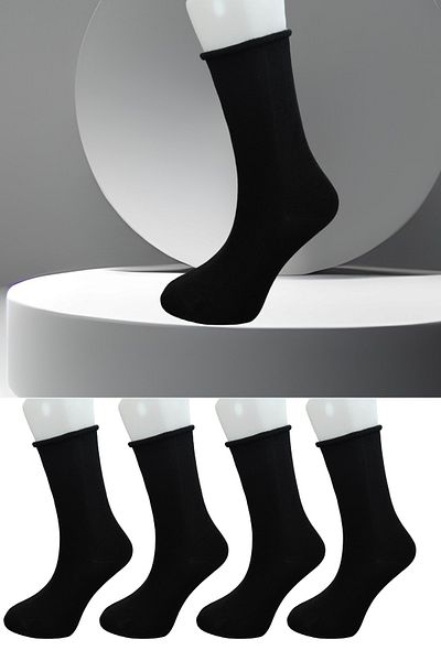 Leement socks 4 чифта нееластични чорапи с безшевни пръсти, памучни, диабетни, премиум серия, бели