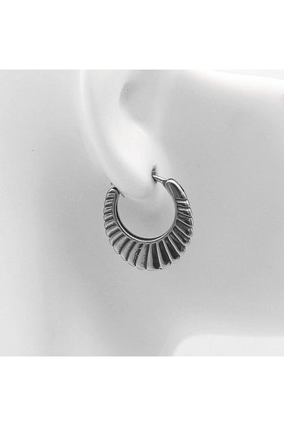 Viking Striped Drop Model Ring Vintage Snap-On Men's 316l Steel Earrings