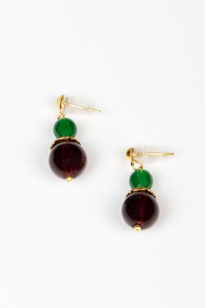 Lila Rosa Ethnic Authentic Earrings with Natural Stone Detail