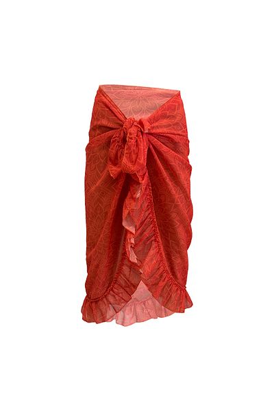 Bolder Ashley Orange Patterned Ruffle Pareo