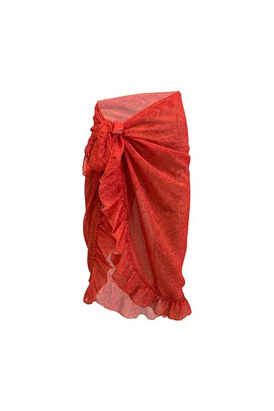 Bolder Ashley Orange Patterned Ruffle Pareo