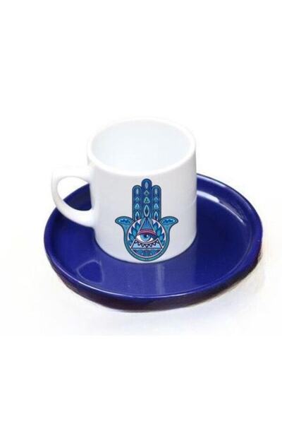 LADİJİTAL BASKI ÇÖZÜMLERİ Fatma Mother Hand Turkish Coffee Cup in Dark Blue Special Box