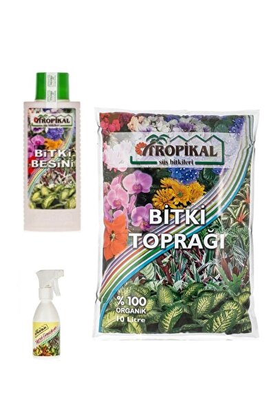 TROPİKAL Bitki Toprağı -10 Lt , Genel Bitki Besini 1 Lt, Yaprak Temizleyici 2...