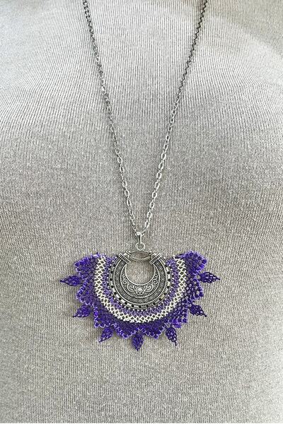 Turkuaz Tasarım El Emeği Iğne Oyası Kolye