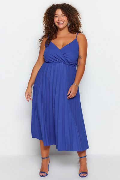 Trendyol Curve Plus Size Dress - Blue - A-line