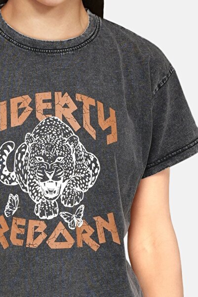 Sister's Point T-Shirt damski/dziewczęcy Szary Wash/Leo