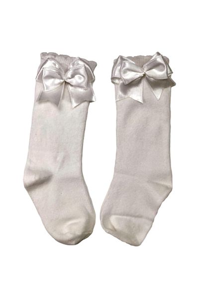 Cocole Knee Length Kids Baby Socks with Ribbon Bow