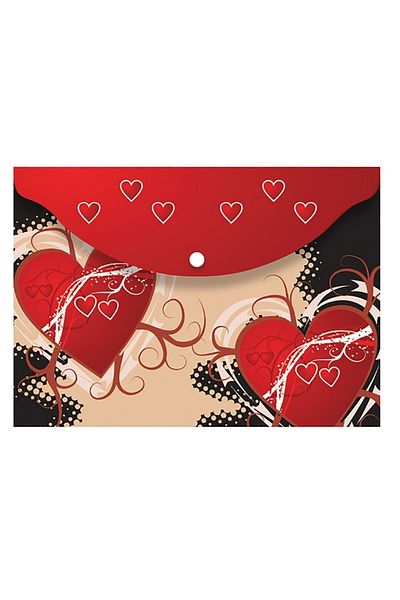 Noki A4 Patterned Snap File (Heart Patterned)