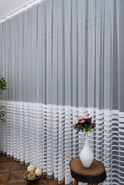 perdealemi Spor Desen Bantlı Tül Perde, 350x260, Seyrek Pile, 1/2
