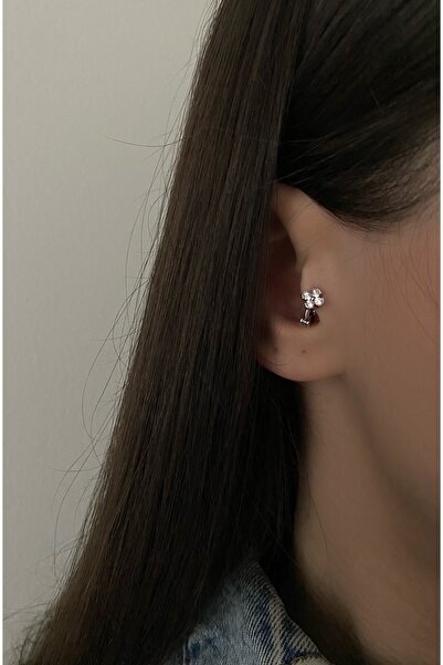 Okkostore Cerrahi Çelik Renkli Taşlı Papatya Halka Tragus Piercing