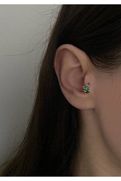 Okkostore Cerrahi Çelik Renkli Taşlı Papatya Halka Tragus Piercing