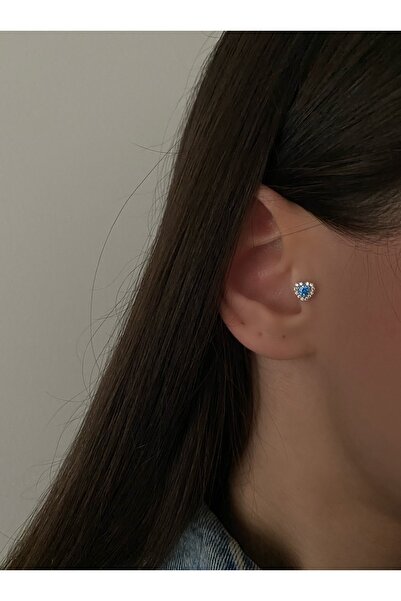 Okkostore Cerrahi Çelik Renkli Taşlı Kalp Tragus Piercing