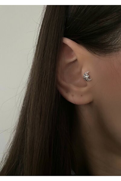 Okkostore Cerrahi Çelik Ay Detaylı Tragus Piercing
