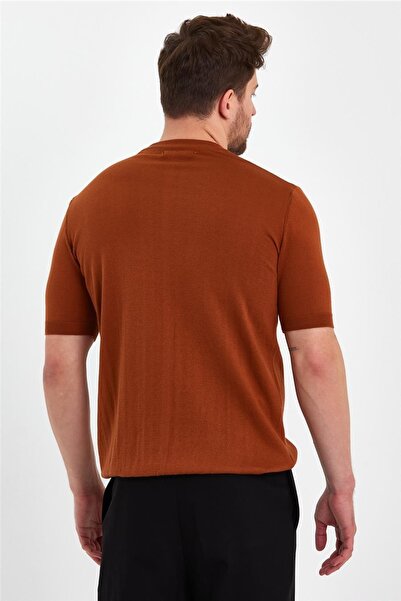 Tarz Cool Tile Men's Half Fisherman Plain Knitwear T-shirt-trz19129r07s