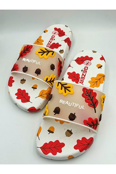 GEZER Flower Patterned Non-Slip Sole Daily Beach and Bathroom Slippers