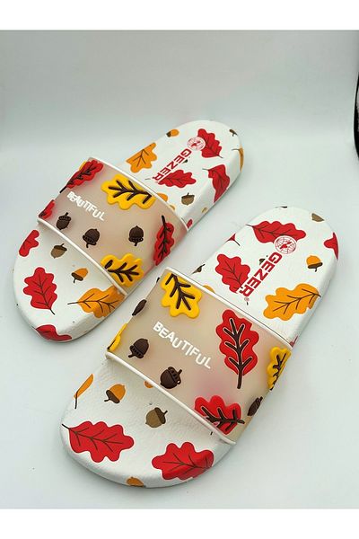 GEZER Flower Patterned Non-Slip Sole Daily Beach and Bathroom Slippers