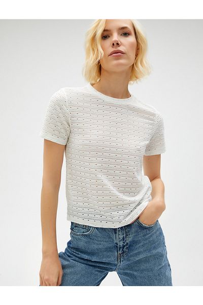 Koton T-Shirt - Weiß - Figurbetont
