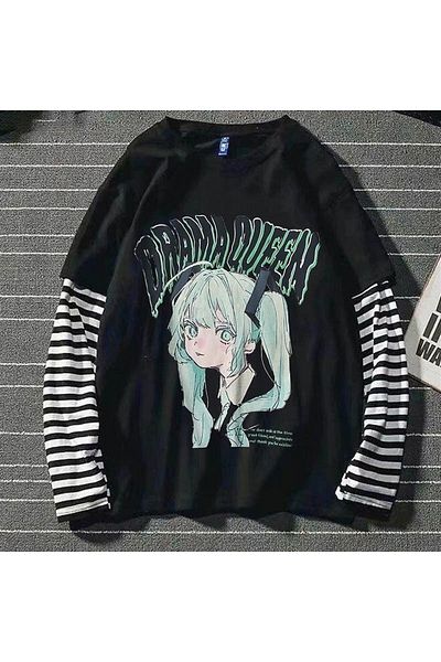 Touz Hakatumoda Cool Girl Harajuku Gothic Anime Long Sleeve Unisex T-Shirt