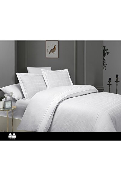 DENİZLİ ÇEYİZ طقم غطاء لحاف فاخر من الساتان من فيرست تشويس باللون الأبيض الرويس