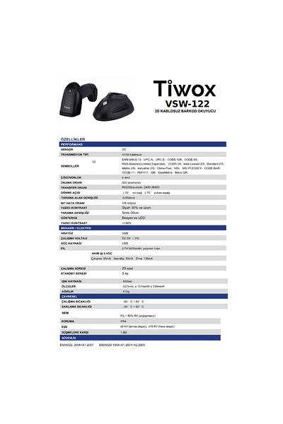 Tiwox Vsw-122 2d Wireless Barcode Scanner