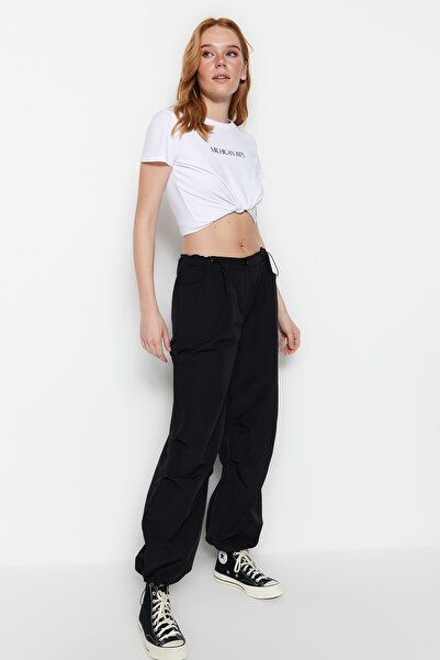 Trendyol Collection Black Jogger Normal Waist Elastic Woven Trousers TWOSS23PL00158