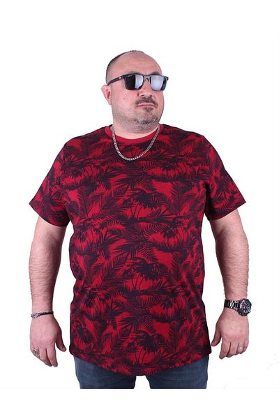 MocGrande Tricou Marime Plus Decolteu Plajă Palm 23150 Roșu Claret