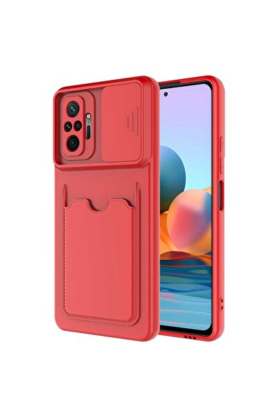 ZM STORE Xiaomi Redmi Note 10 Pro Kılıf Kartlık Bölmeli Sürgülü Kamera Korumalı Kapak