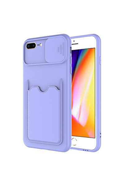 ZM STORE Apple Iphone 8 Plus Kılıf Kartlık Bölmeli Sürgülü Kamera Korumalı Kapak