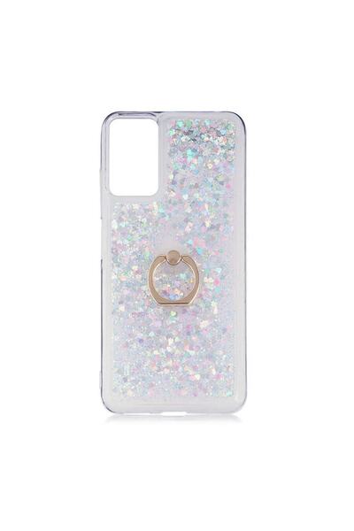 ZM STORE Xiaomi Poco M3 Pro Kılıf Renkli Simli Sıvılı Yüzük Standlı Kapak