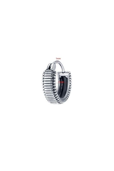 Viking Modern Striped Sports Ring Biker Snap-On Men's 316l Steel Earrings