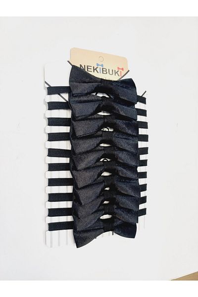 Miyakidsworld Black 10 Pieces Children's Satin Shiny School Performance 23 April 29 October 10 November Bow Tie Set