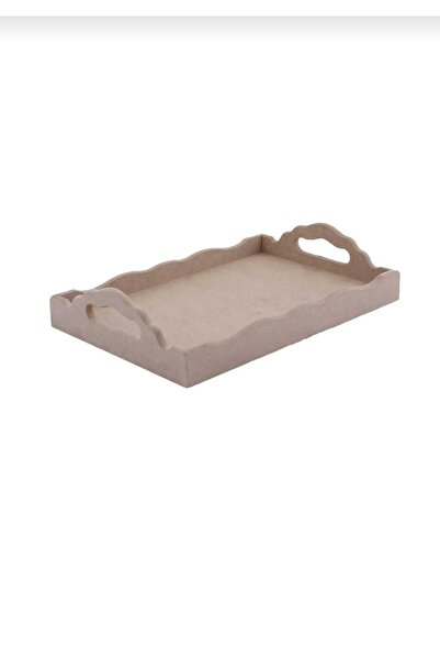 DERYA DESİNG ART Boyanabilir Ham Ahşap Tepsi, Sunum Tepsisi Tp01-30x20x6,5 Cm