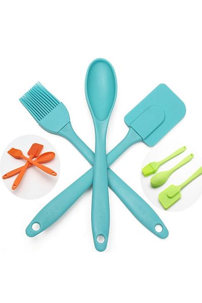Hayal Sepeti 1 Silicone Spatula +1 Piece Silicone Egg Brush + 1 Piece Spoon 3-Piece Kitchen Set