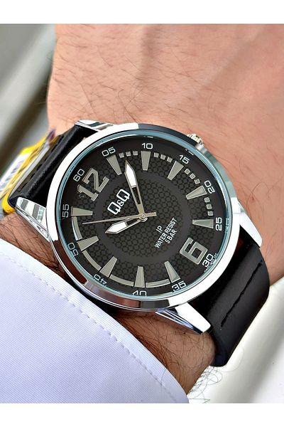 Q&Q Q891j335yy Leather Cord Men's Wristwatch
