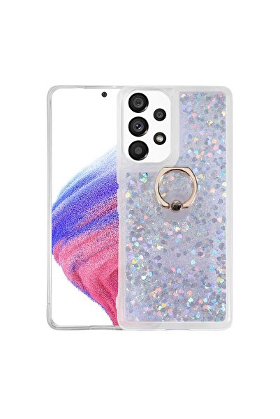 ZM STORE Samsung Galaxy A13 4g Kılıf Renkli Simli Sıvılı Yüzük Standlı Kapak