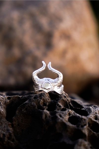 The Collection Viking Helmet Horned Helmet Adjustable Ring