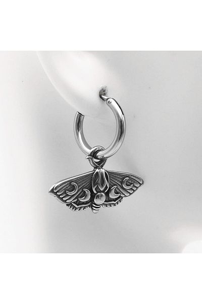 Viking Gothic Hoop Unisex 316l Steel Earrings with Butterfly & Moon Cycle Accessories
