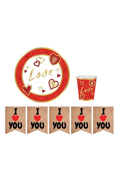 Big Party Love Theme Streamer Σετ για 16 Άτομα