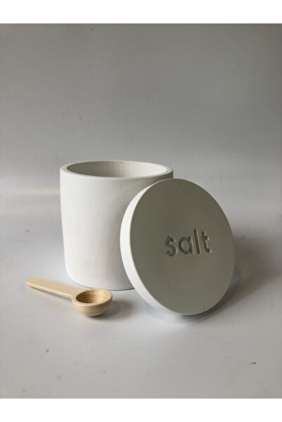 Genel Markalar 1 Beton Baharatlık Kapaklı Tuzluk Beyaz Stoneware