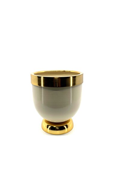 By Ari Ev Dekorasyon Krem Gold Metal Vazo Vz112-3