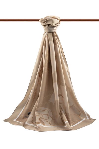 Vissona Γυναικείο σάλι πολυτελείας Medina Silk Beige-4