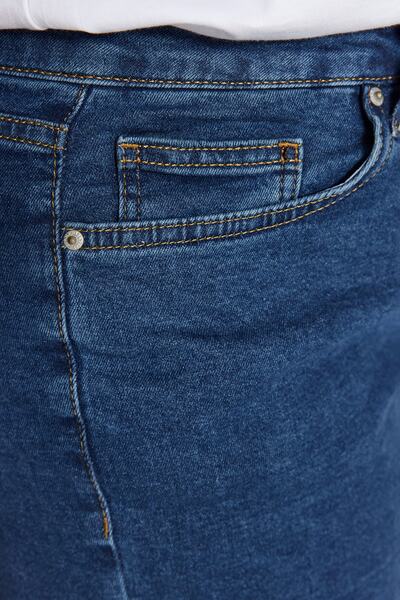 Trendyol Curve Kék, magas derekú, rugalmas, vékony farmer rövidnadrág és Bermuda TBBSS22AP0008