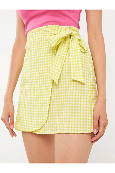 LC Waikiki Lcw alkalmi cipzáras derék kockás poplin női szoknya