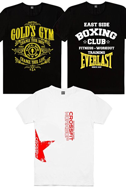ROCKANDROLL Crossfit Star bela, Golds Gym, bokserski klub crna muška majica 3...