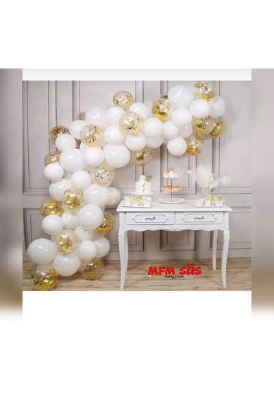MFM Μπαλόνι με αλυσίδα γενεθλίων σε λευκό χρώμα
